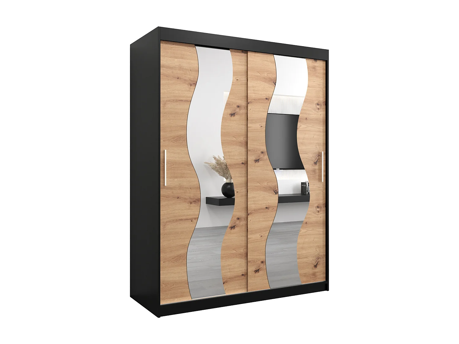 Armoire Sewilla À Portes Coulissantes 200/150/62 2 portes (Noir/Artisan)