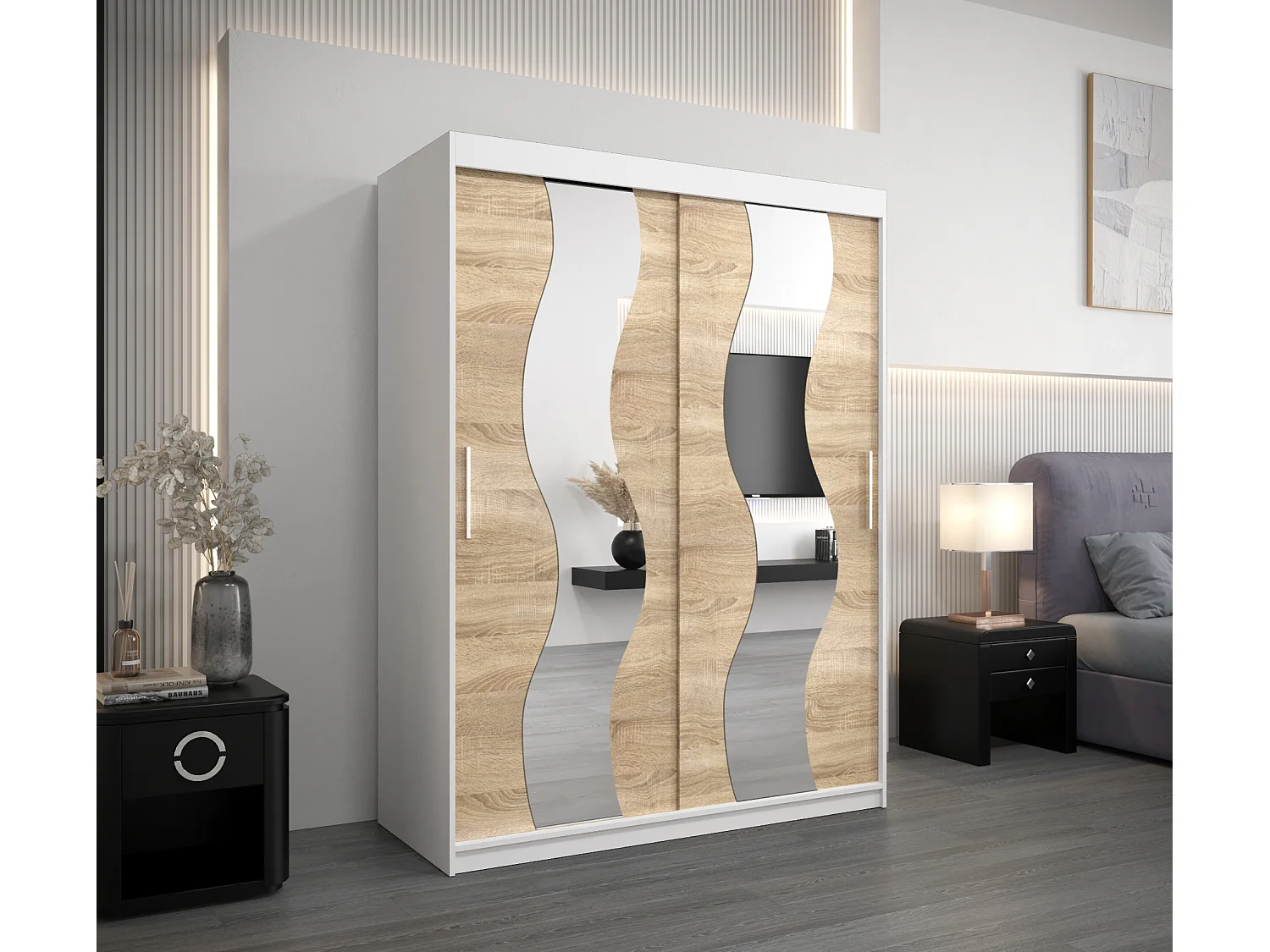 Armoire Sewilla À Portes Coulissantes 200/150/62 2 portes (Blanc/Sonoma)