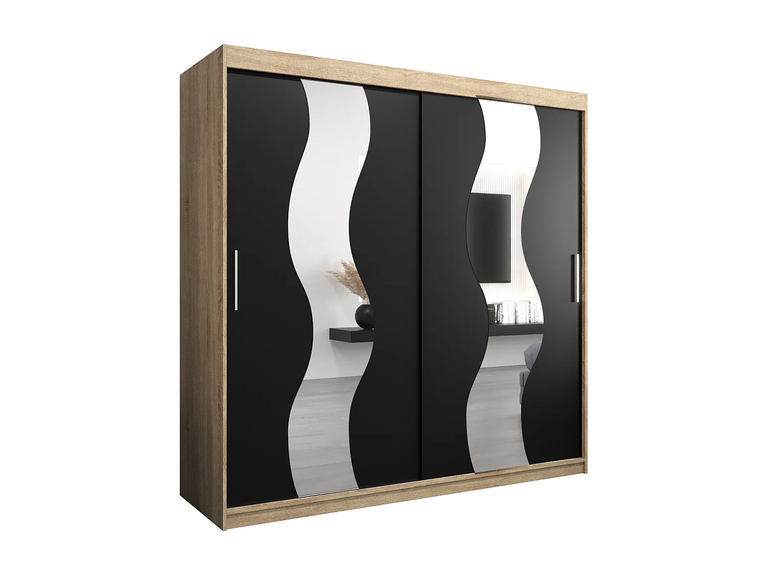 Armoire Sewilla À Portes Coulissantes 200/200/62 2 portes (Sonoma/Noir)