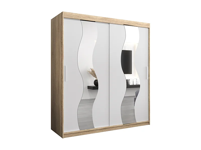 Schwebetürenschrank Sewilla 200/180/62 2-Türig (Sonoma/Weiß)