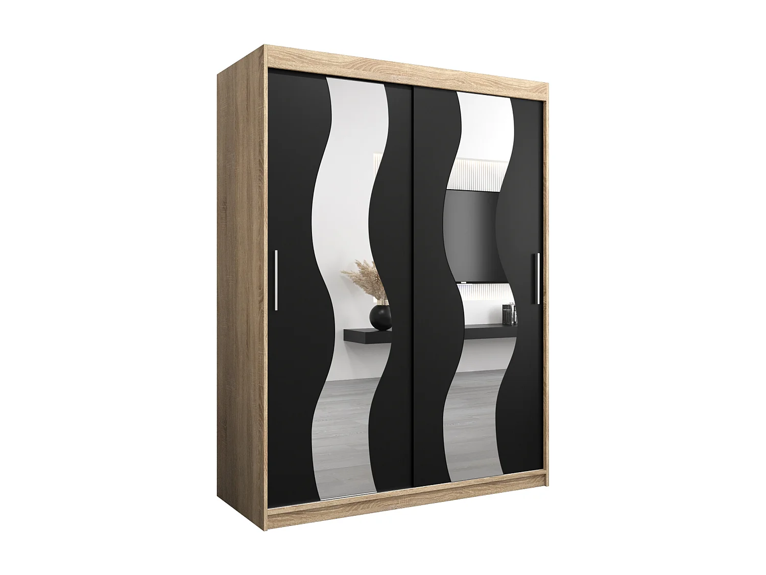 Armoire Sewilla À Portes Coulissantes 200/150/62 2 portes (Sonoma/Noir)