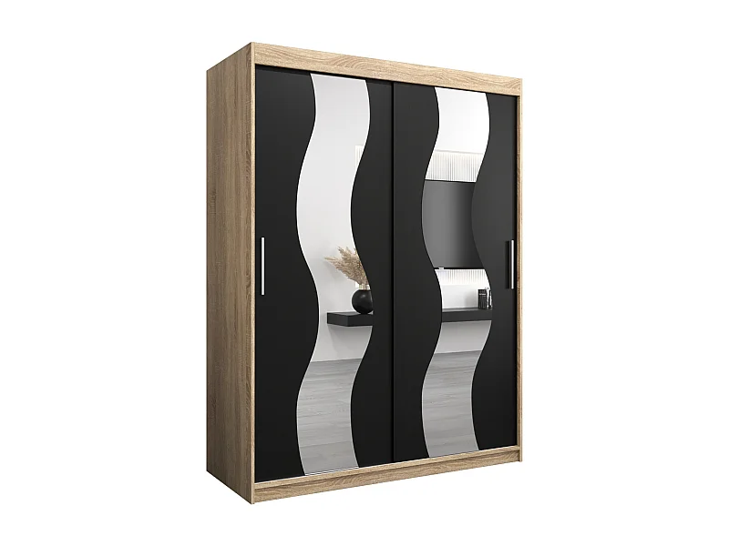 Armoire Sewilla À Portes Coulissantes 200/150/62 2 portes (Sonoma/Noir)