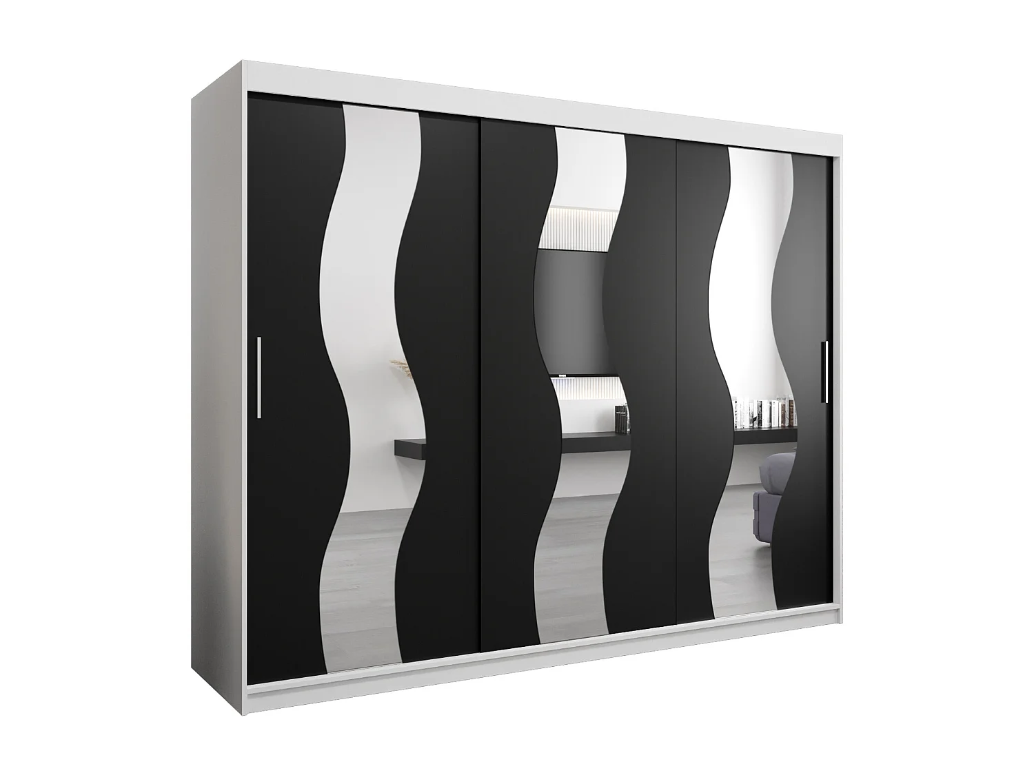 Armoire Sewilla À Portes Coulissantes 200/250/62 3 Portes (Blanc/Noir)