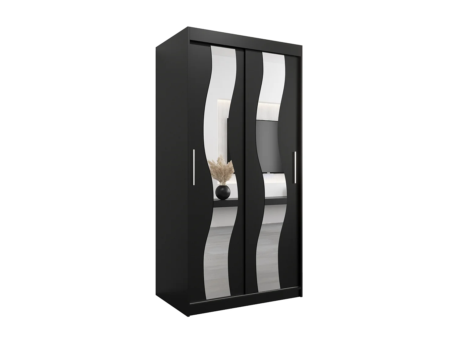 Schwebetürenschrank Sewilla 200/100/62 2-Türig (Schwarz)