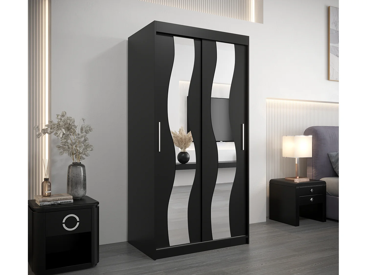 Armoire Sewilla À Portes Coulissantes 200/100/62 2 portes (Noir/Noir)