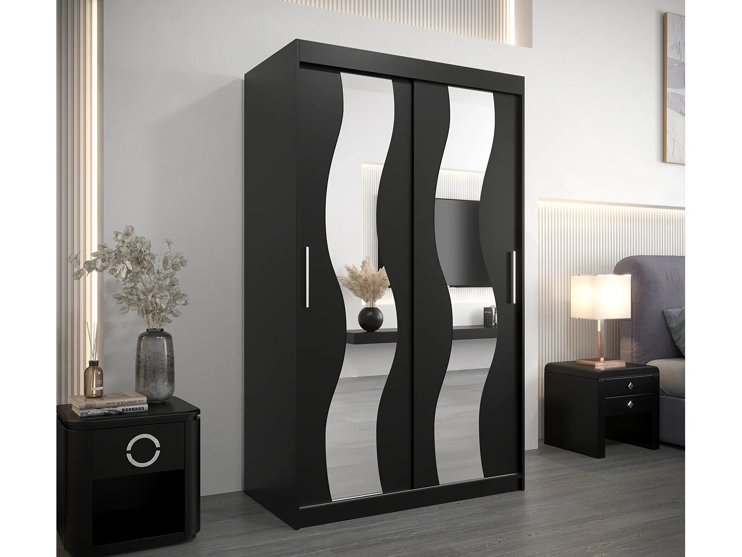 Armoire Sewilla À Portes Coulissantes 200/120/62 2 portes (Noir/Noir)