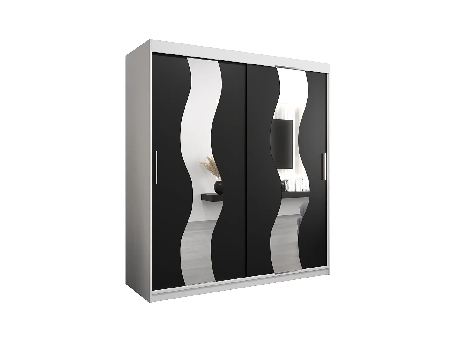 Armoire Sewilla À Portes Coulissantes 200/180/62 2 portes (Blanc/Noir)