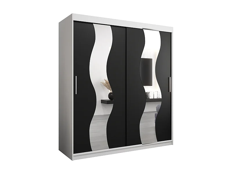 Armadio Sewilla ad ante scorrevoli 200/180/62 2 porte (bianco/nero)