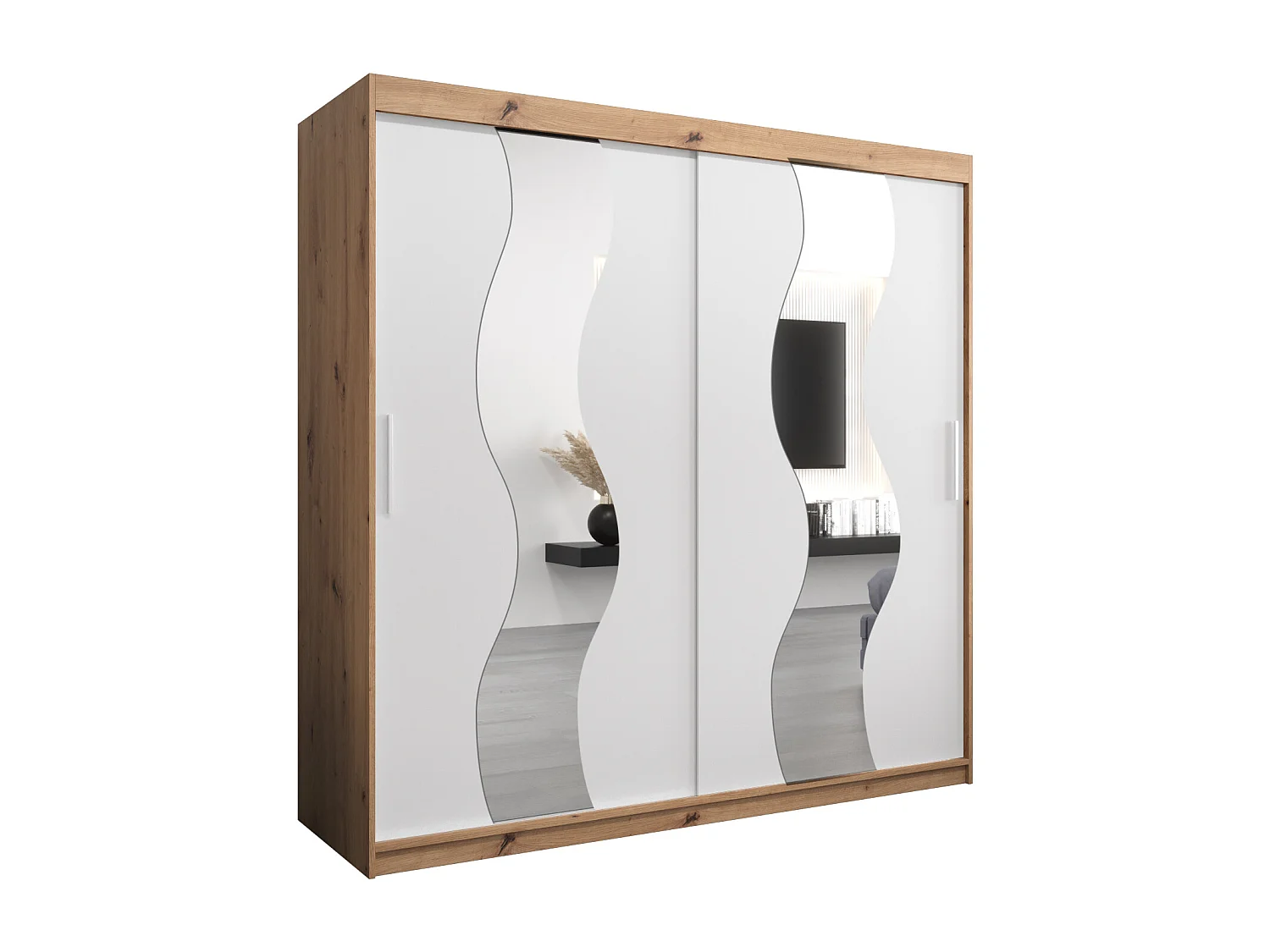 Armoire Sewilla À Portes Coulissantes 200/200/62 2 portes (Artisan/Blanc)