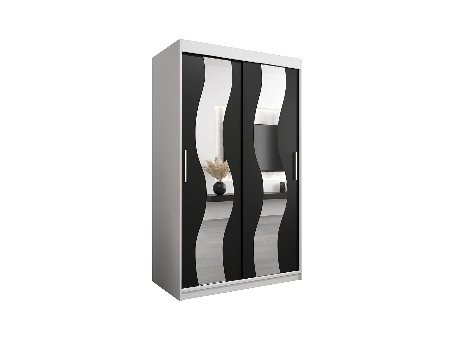 Armoire Sewilla À Portes Coulissantes 200/120/62 2 portes (Blanc/Noir)