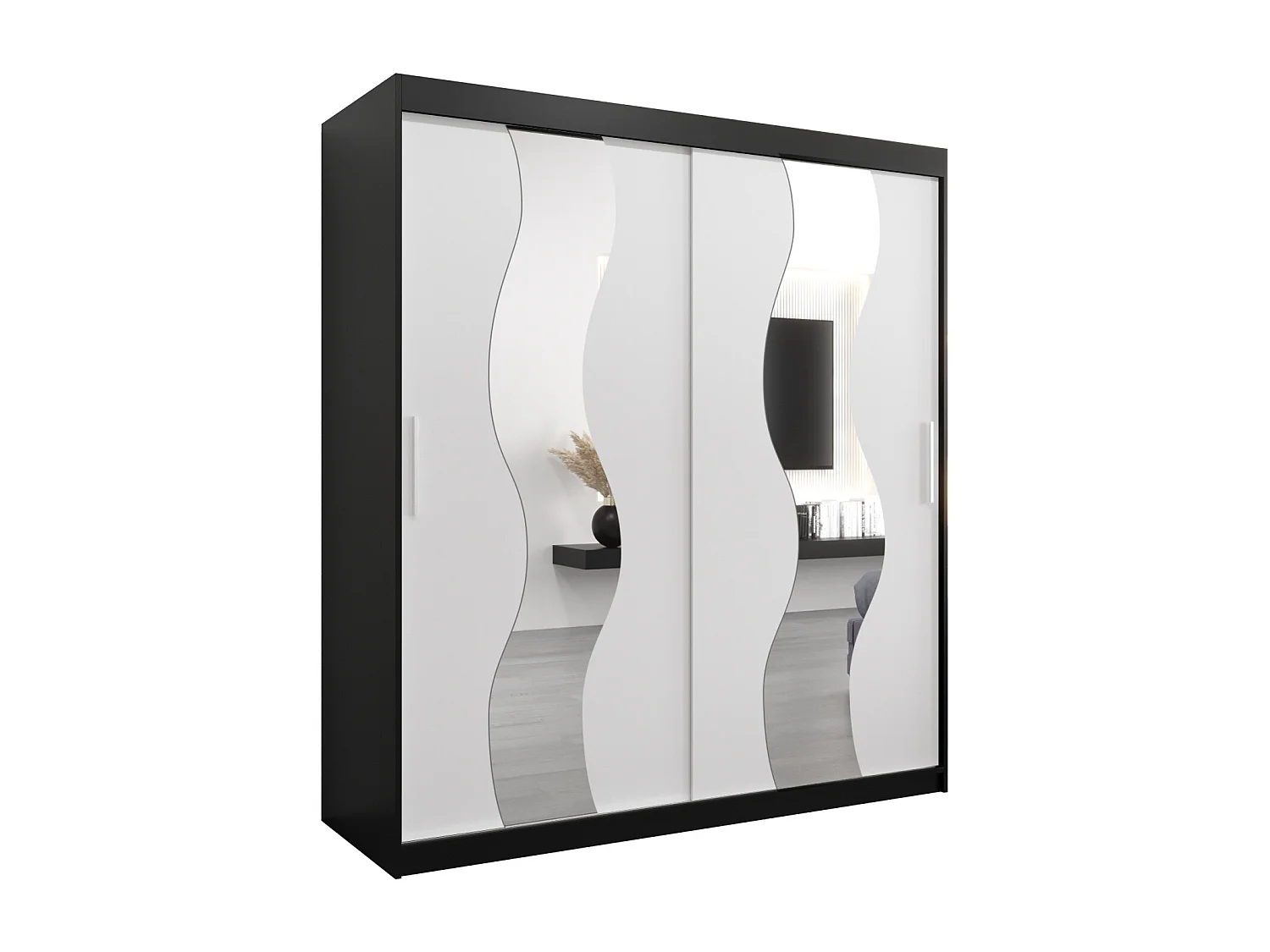 Armoire Sewilla À Portes Coulissantes 200/180/62 2 portes (Noir/Blanc)