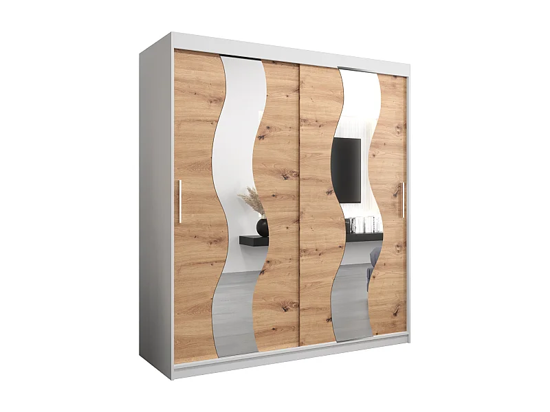 Armadio Sewilla ad ante scorrevoli 200/180/62 2 porte (bianco/artisan)