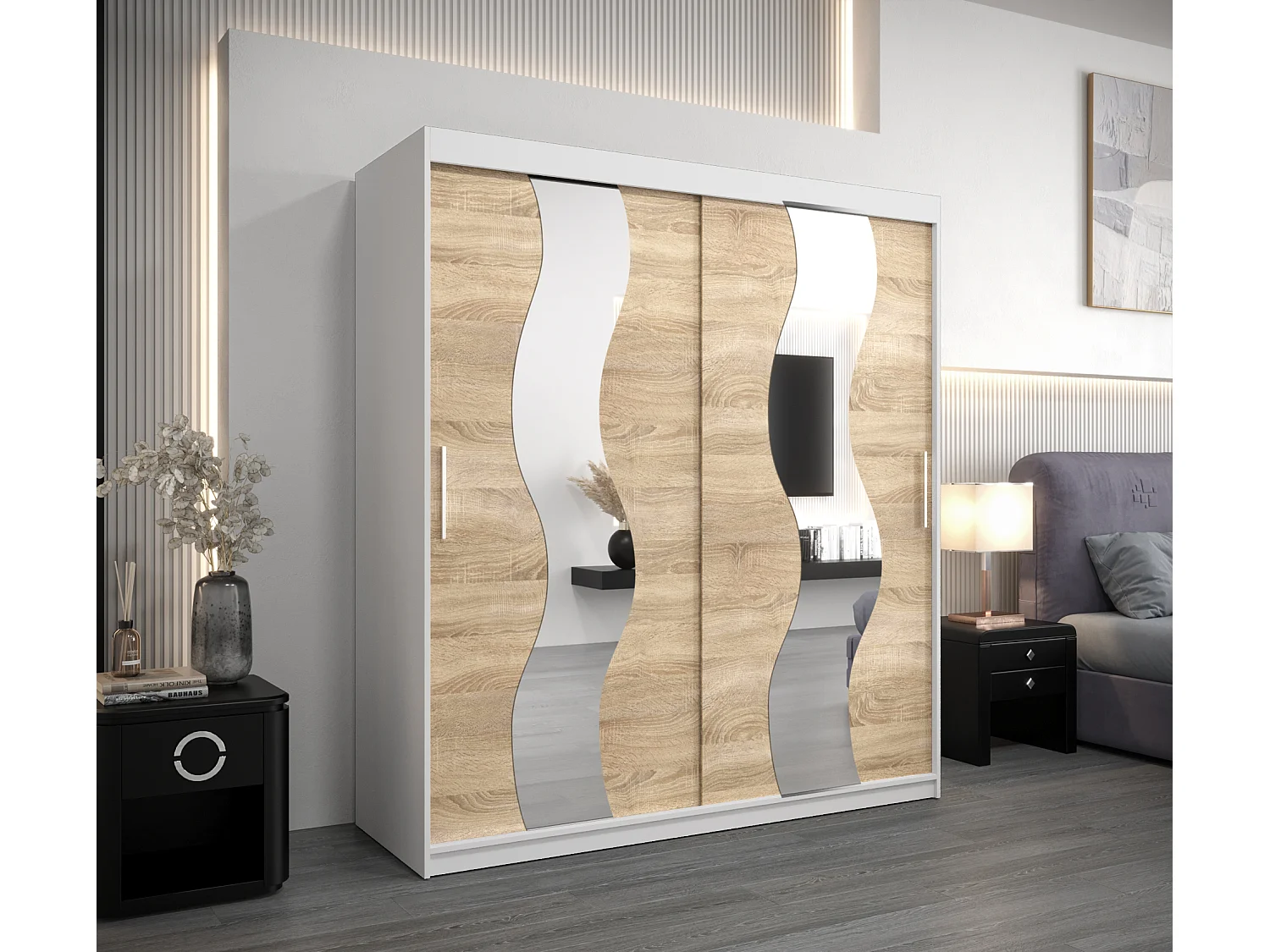 Armoire Sewilla À Portes Coulissantes 200/180/62 2 portes (Blanc/Sonoma)