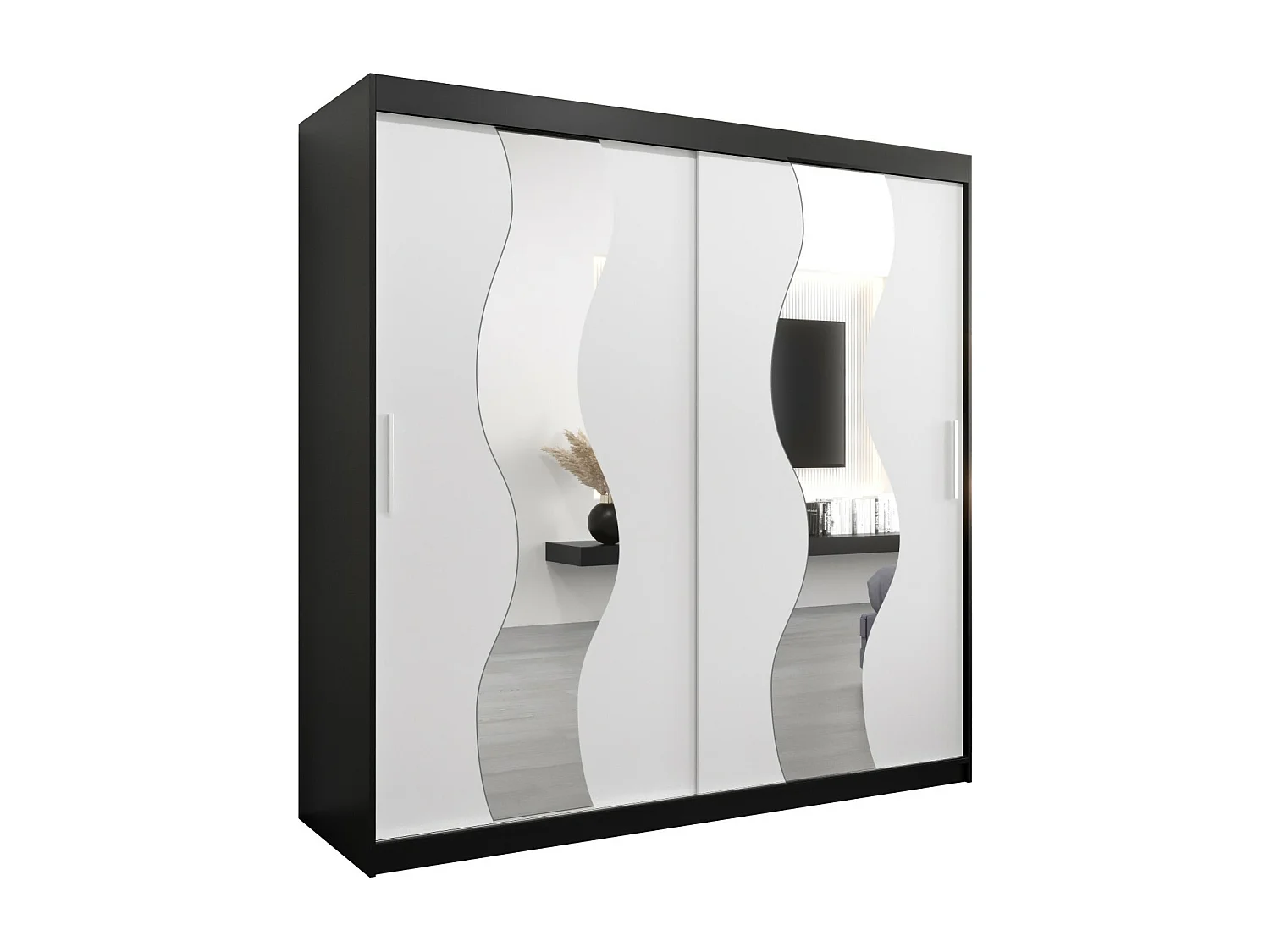 Armoire Sewilla À Portes Coulissantes 200/200/62 2 portes (Noir/Blanc)