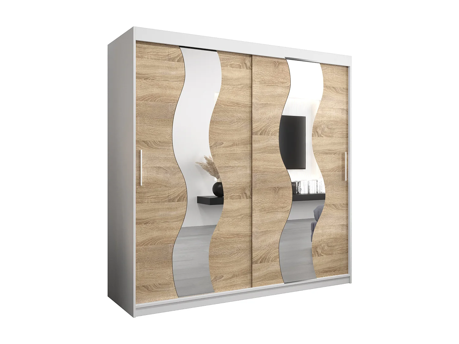 Armoire Sewilla À Portes Coulissantes 200/200/62 2 portes (Blanc/Sonoma)