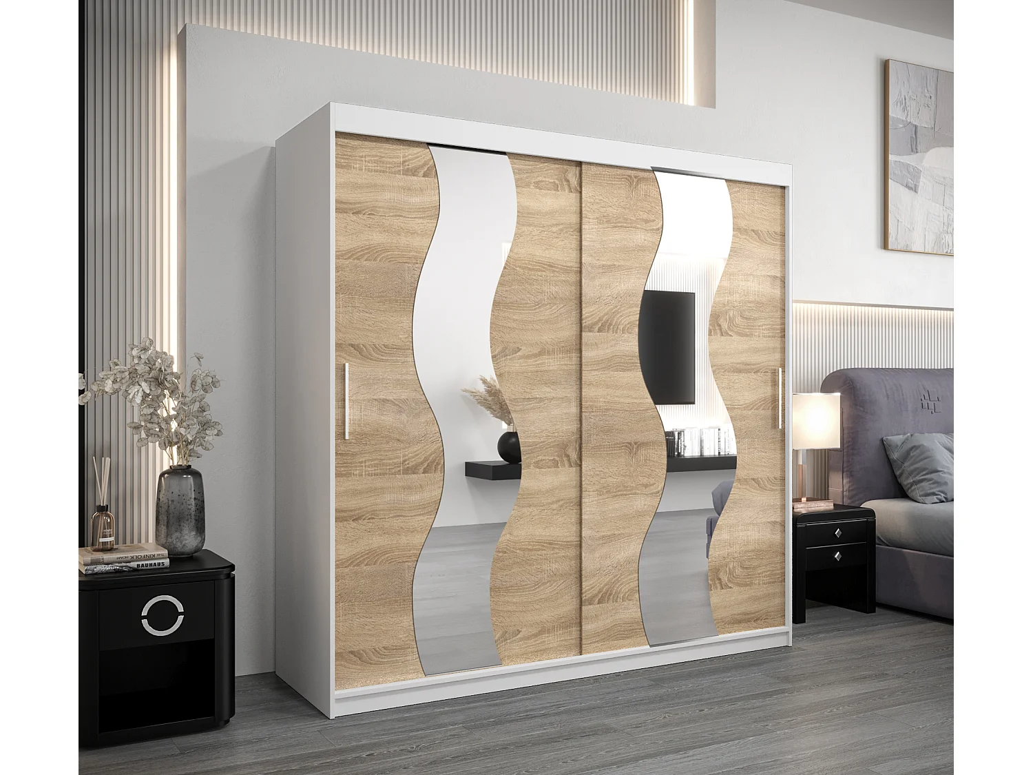 Armoire Sewilla À Portes Coulissantes 200/200/62 2 portes (Blanc/Sonoma)