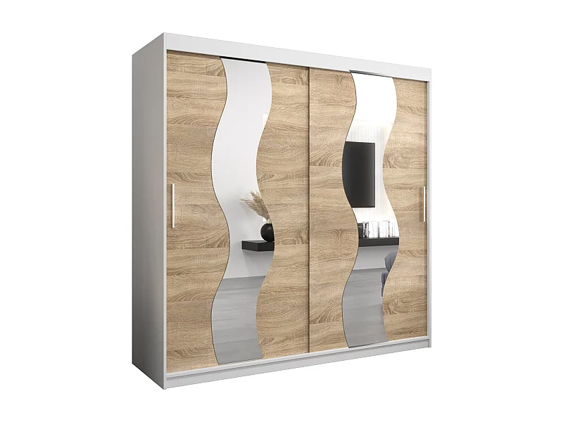 Sewilla kledingkast met schuifdeuren 200/200/62 2 deuren (wit/sonoma)