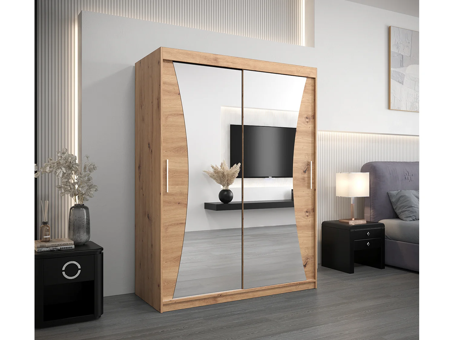 MONACO KLEDINGKAST MET SCHUIFDEUREN 200/150/62 2 deuren (artisan/artisan)