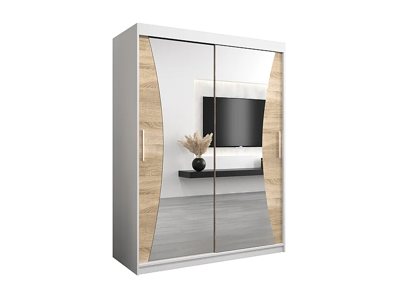 ARMOIRE MONACO À PORTES COULISSANTES 200/150/62 2 Portes (Blanc/Sonoma)
