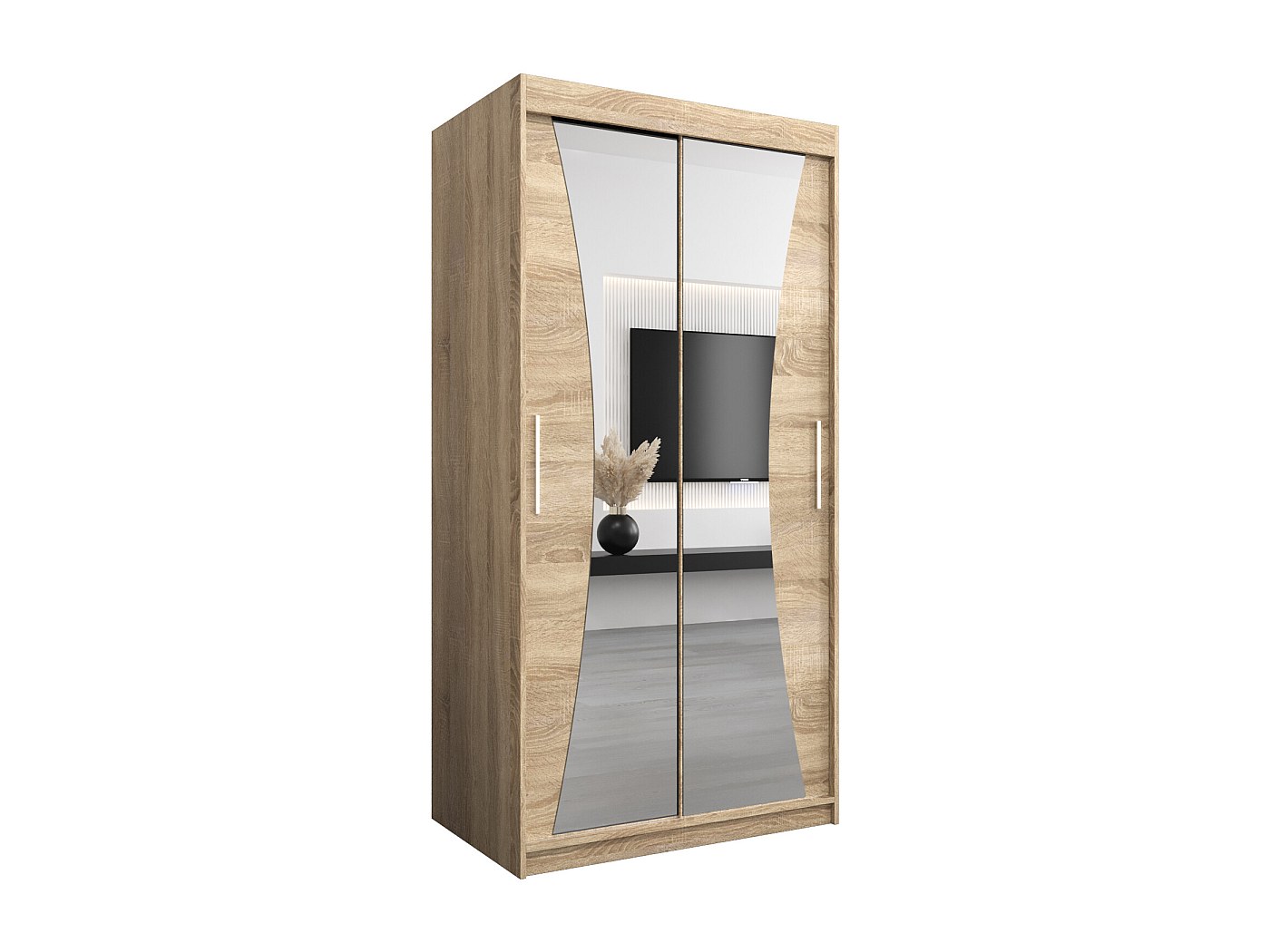 Comit vitrinekast voor wandmontage, 2 glazen deuren Sonoma eiken decor