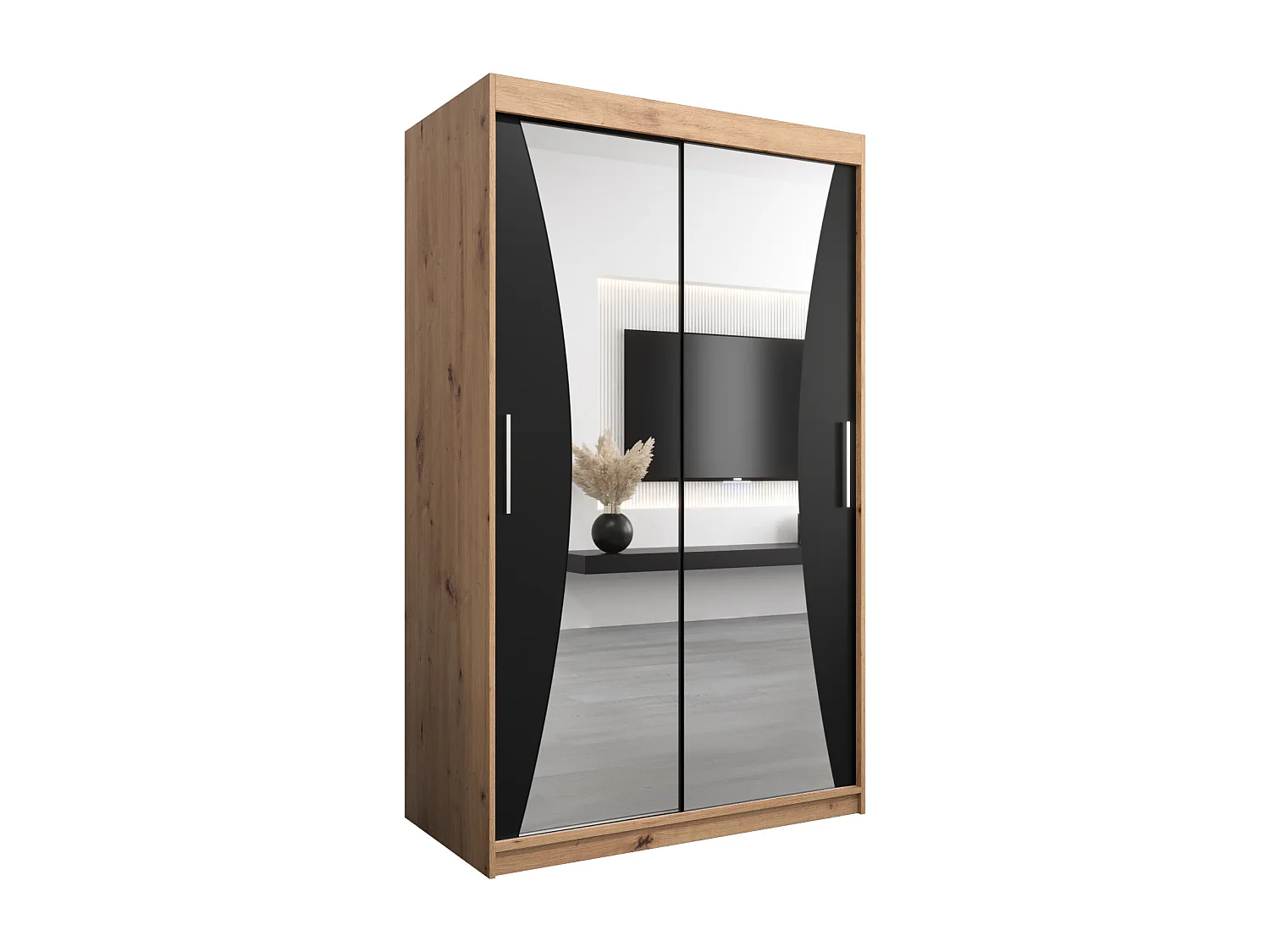 ARMADIO MONACO AD ANTE SCORREVOLI 200/120/62 2 porte (Artisan/Nero)