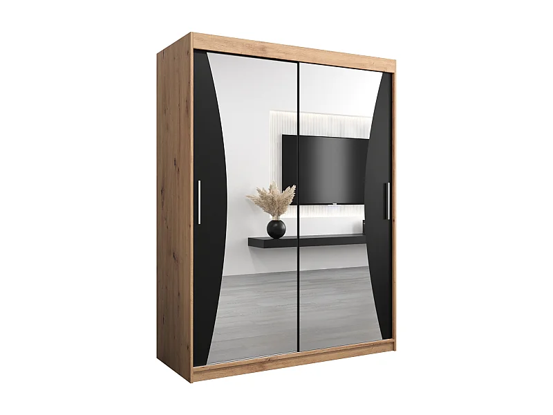 ARMARIO MONACO DE PUERTAS CORREDERAS 200/150/62 2 puertas (artisan/negro)