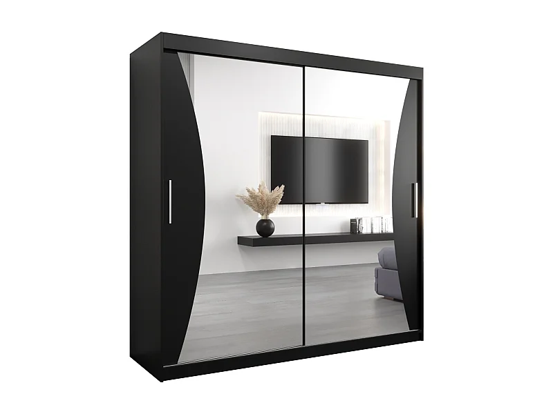 SCHWEBETÜRENSCHRANK MONACO 200/200/62 2-türig (Schwarz/Schwarz)