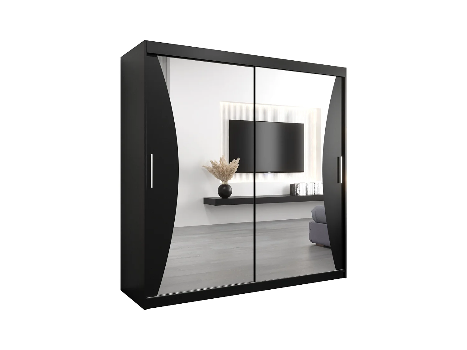 SCHWEBETÜRENSCHRANK MONACO 200/200/62 2-türig (Schwarz/Schwarz)