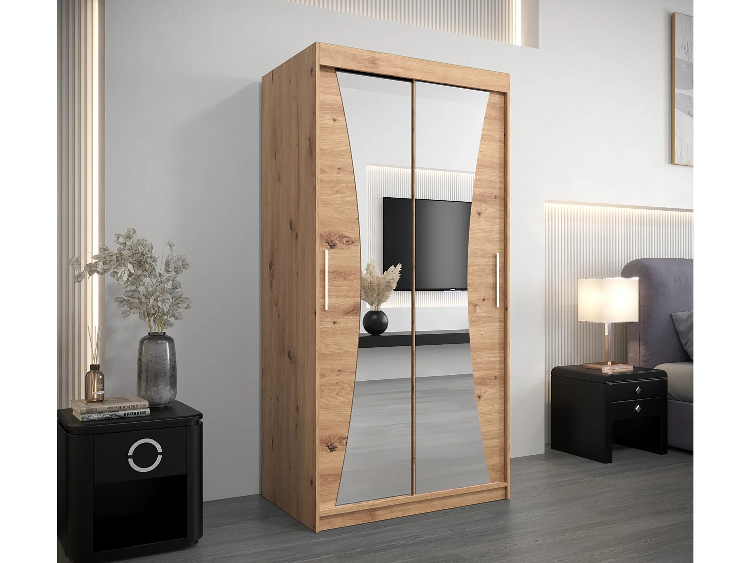 MONACO KLEDINGKAST MET SCHUIFDEUREN 200/100/62 2 deuren (artisan/artisan)