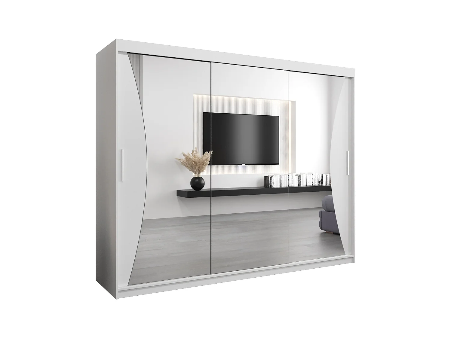 SCHWEBETÜRENSCHRANK MONACO 200/250/62 3-türig (Weiß/Weiß)