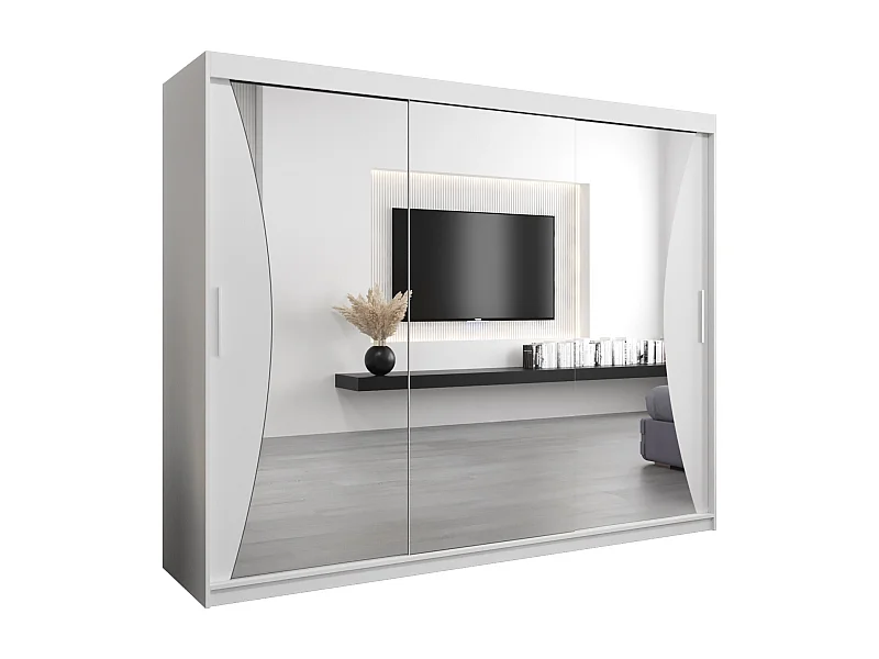 ARMOIRE MONACO À PORTES COULISSANTES 200/250/62 3 Portes (Blanc/Blanc)