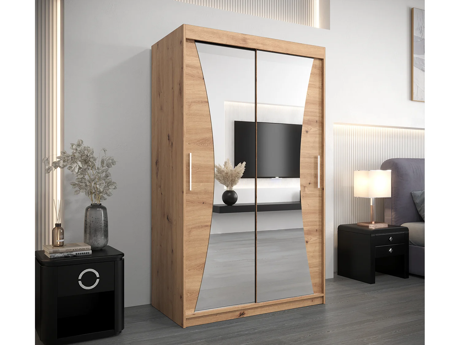 ARMOIRE MONACO À PORTES COULISSANTES 200/120/62 2 Portes (Artisan/Artisan)