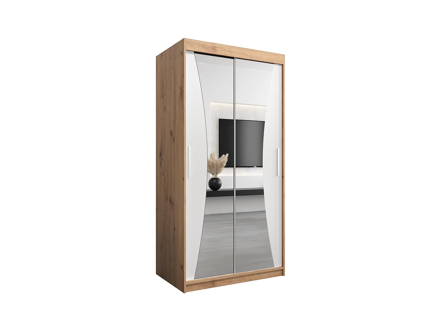 SCHWEBETÜRENSCHRANK MONACO 200/100/62 2-türig (Artisan/Weiß)