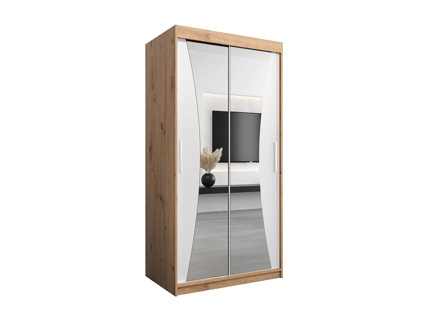 ARMOIRE MONACO À PORTES COULISSANTES 200/100/62 2 Portes (Artisan/Blanc)