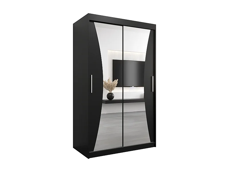 ARMOIRE MONACO À PORTES COULISSANTES 200/120/62 2 Portes (Noir/Noir)