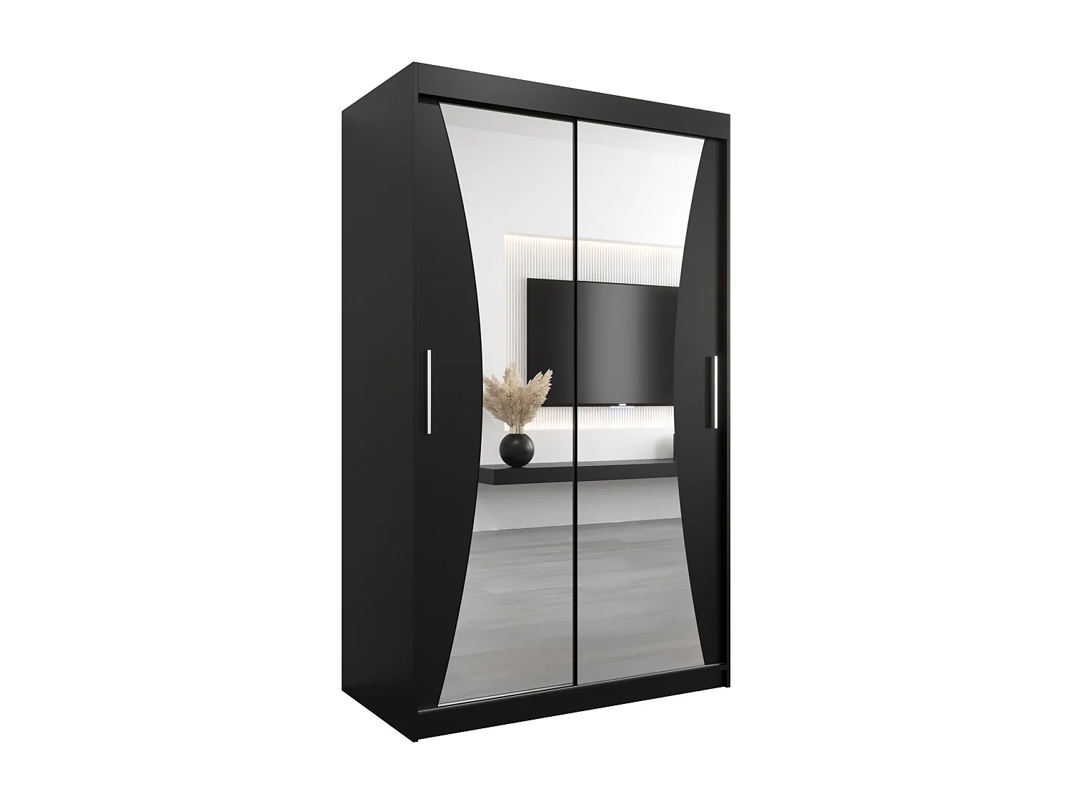 ARMOIRE MONACO À PORTES COULISSANTES 200/120/62 2 Portes (Noir/Noir)