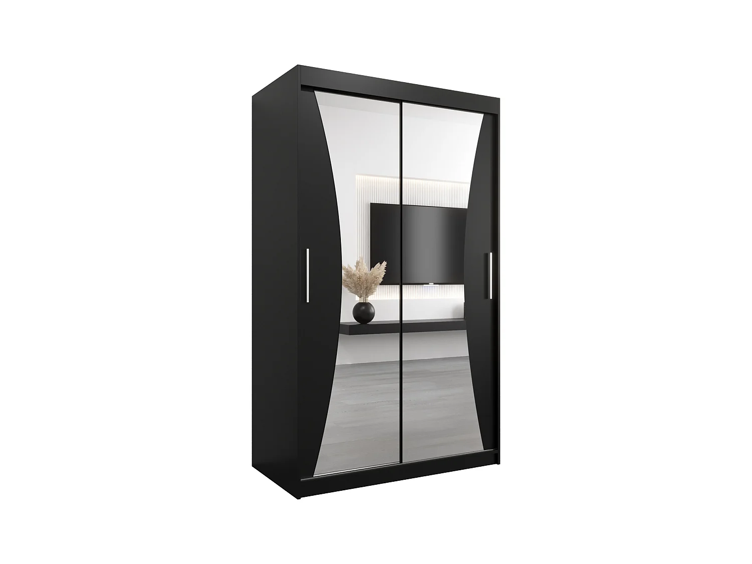 SCHWEBETÜRENSCHRANK MONACO 200/120/62 2-türig (Schwarz/Schwarz)