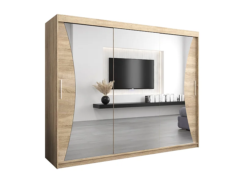 ARMOIRE MONACO À PORTES COULISSANTES 200/250/62 3 Portes (Sonoma/Sonoma)