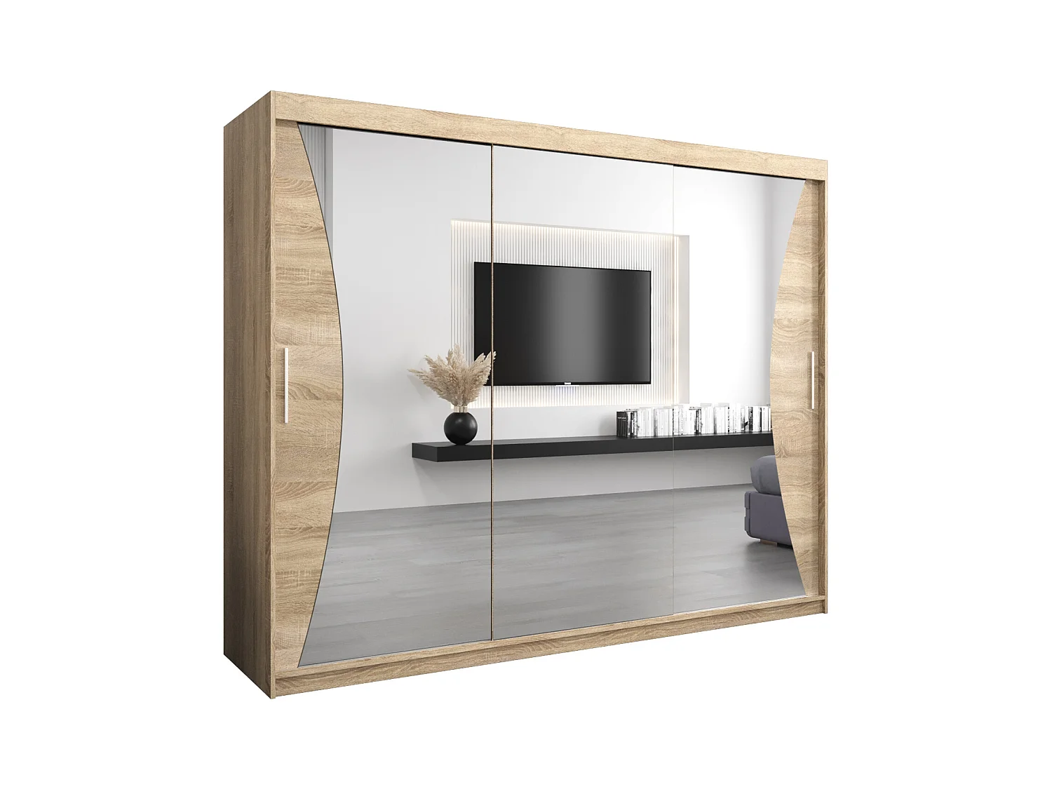 SCHWEBETÜRENSCHRANK MONACO 200/250/62 3-türig (Sonoma/Sonoma)