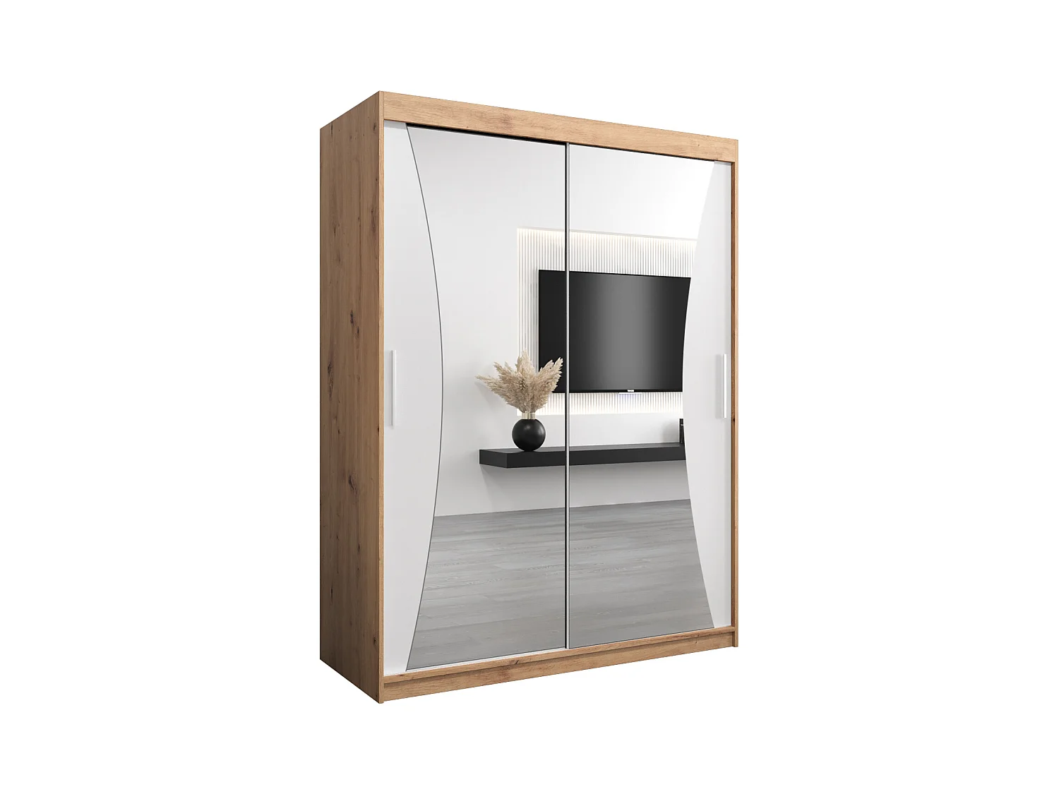 SCHWEBETÜRENSCHRANK MONACO 200/150/62 2-türig (Artisan/Weiß)
