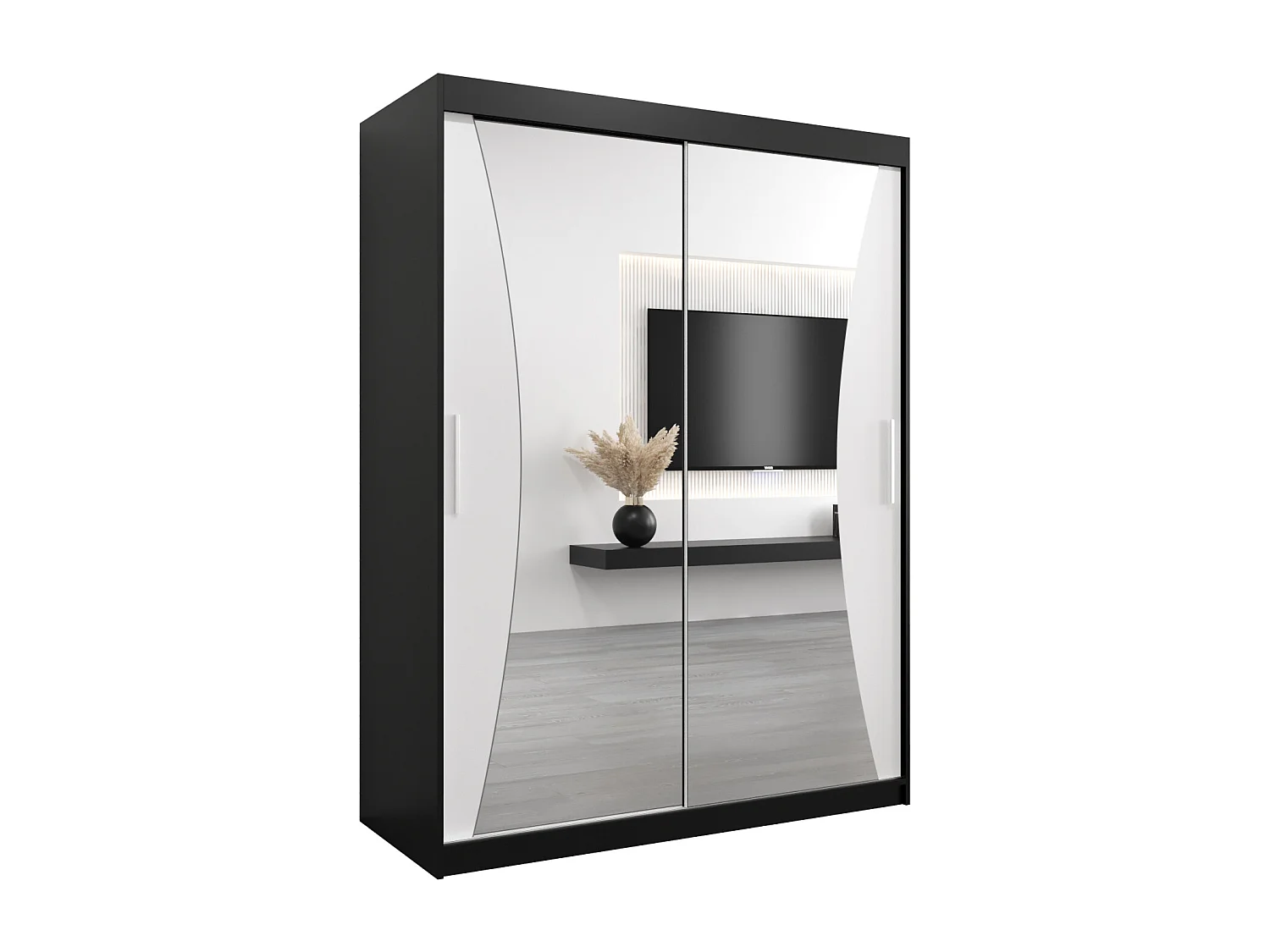 ARMADIO MONACO AD ANTE SCORREVOLI 200/150/62 2 porte (Nero/Bianco)