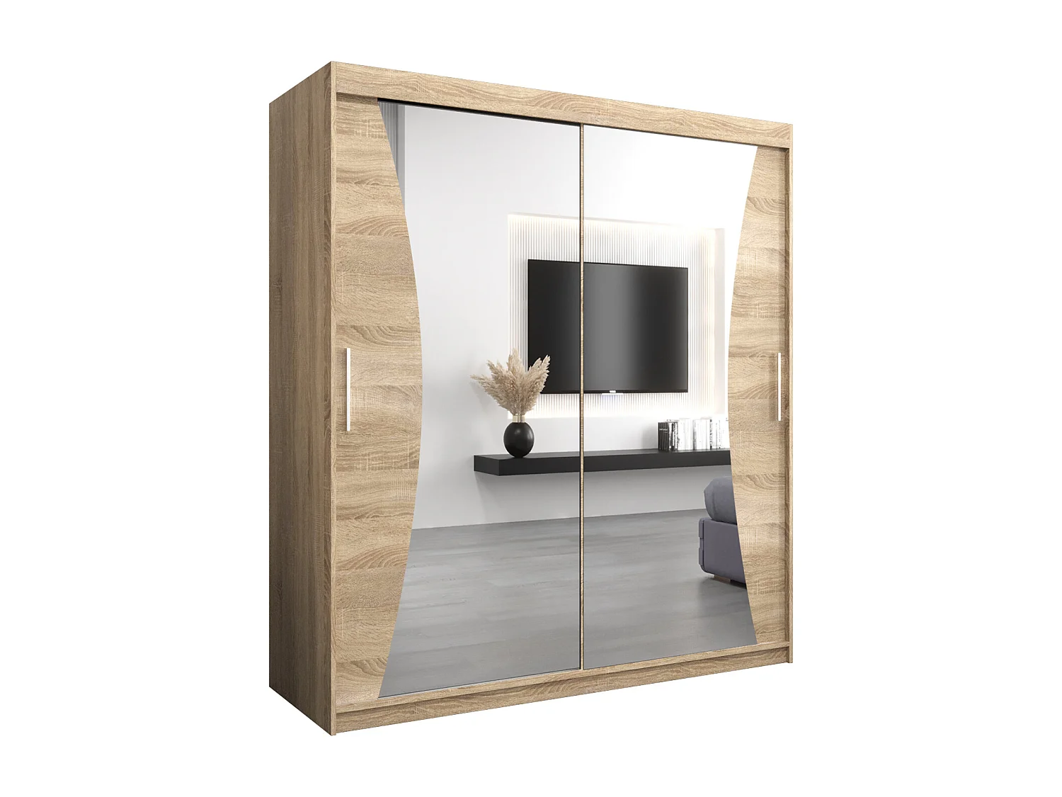 MONACO KLEDINGKAST MET SCHUIFDEUREN 200/180/62 2 deuren (sonoma/sonoma)