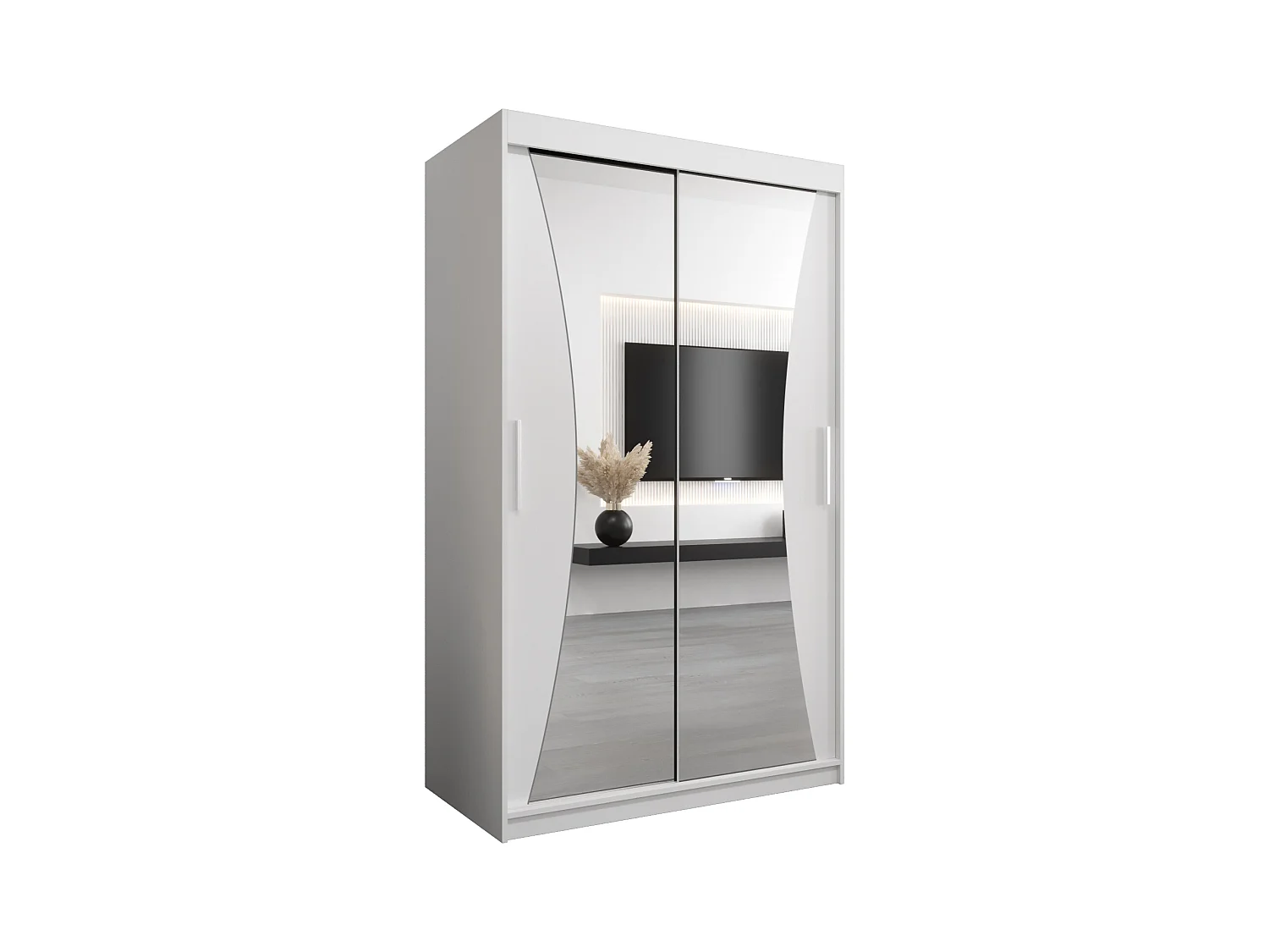 SCHWEBETÜRENSCHRANK MONACO 200/120/62 2-türig (Weiß/Weiß)