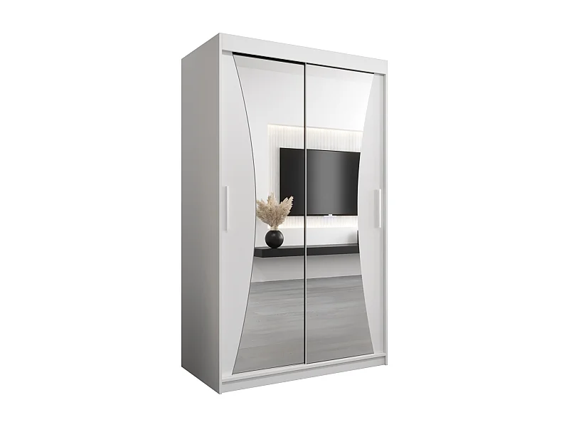 ARMOIRE MONACO À PORTES COULISSANTES 200/120/62 2 Portes (Blanc/Blanc)