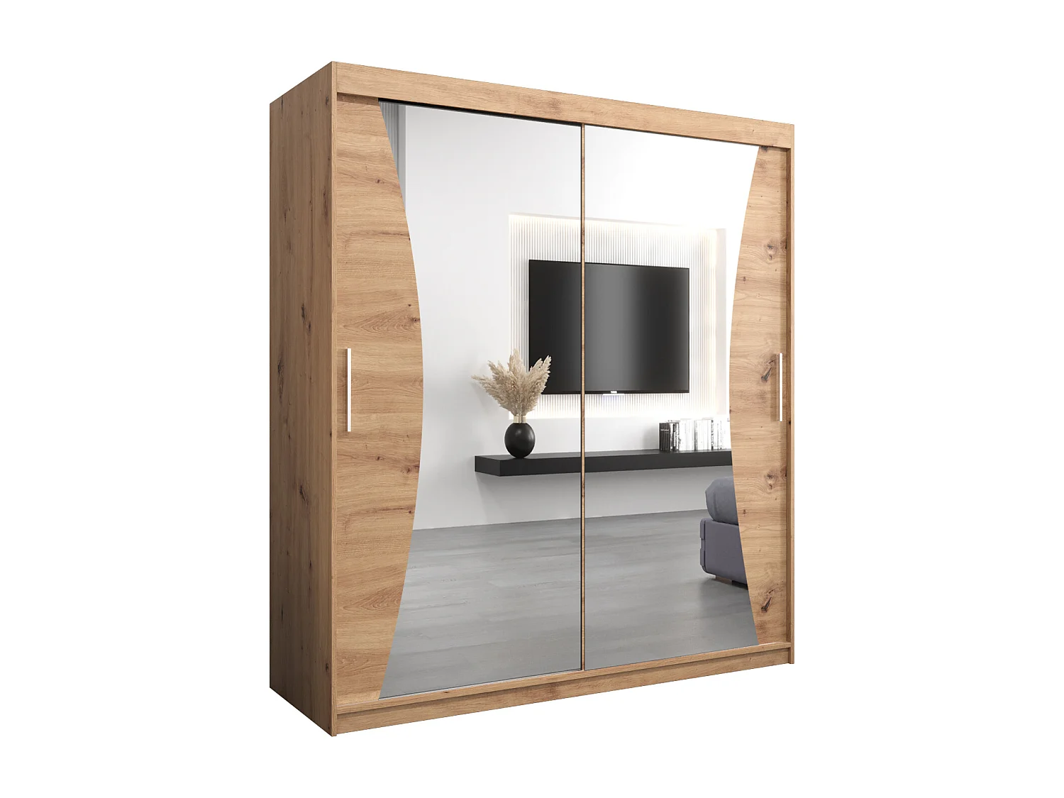 ARMOIRE MONACO À PORTES COULISSANTES 200/180/62 2 Portes (Artisan/Artisan)