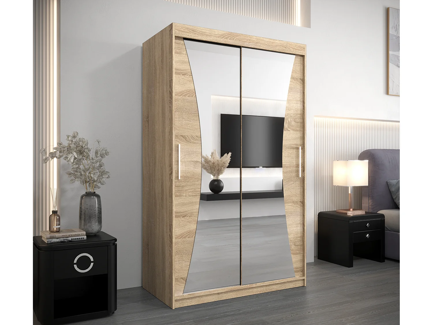 ARMOIRE MONACO À PORTES COULISSANTES 200/120/62 2 Portes (Sonoma/Sonoma)