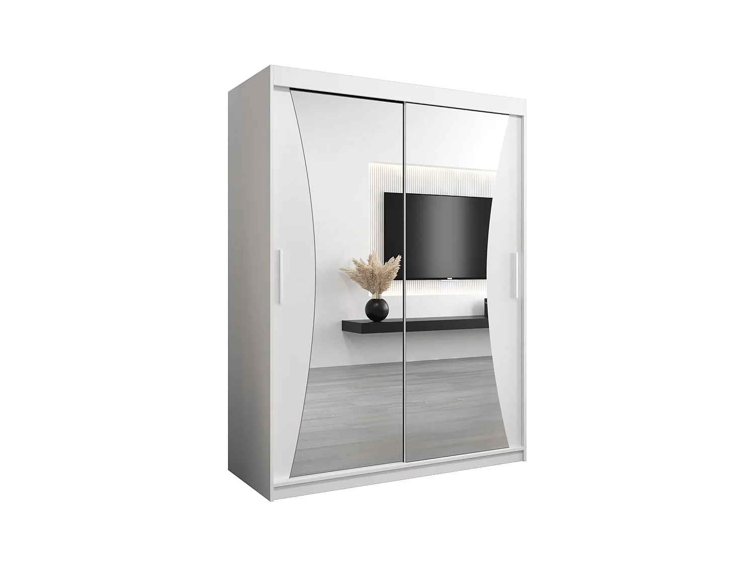 SCHWEBETÜRENSCHRANK MONACO 200/150/62 2-türig (Weiß/Weiß)