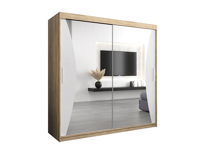 ARMOIRE MONACO À PORTES COULISSANTES 200/200/62 2 Portes (Sonoma/Blanc)