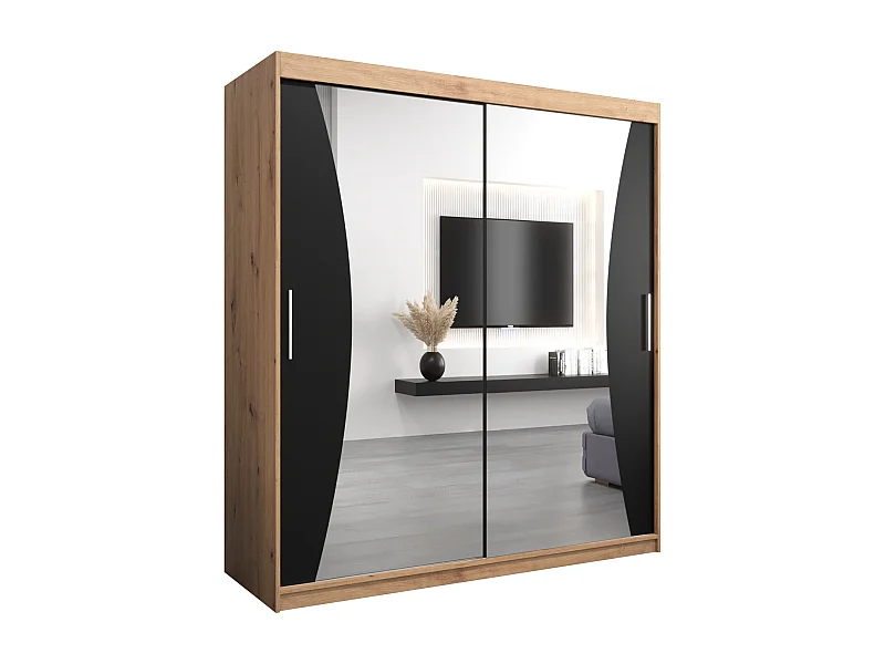 ARMARIO MONACO DE PUERTAS CORREDERAS 200/180/62 2 puertas (artisan/negro)