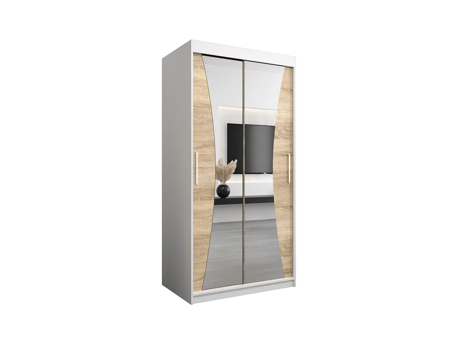 ARMOIRE MONACO À PORTES COULISSANTES 200/100/62 2 Portes (Blanc/Sonoma)